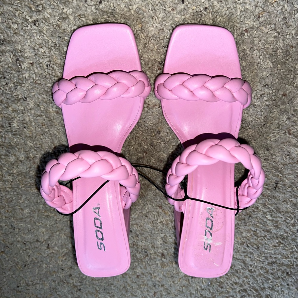 Pink square heels